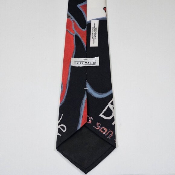 Ralph Marlin Tie Vintage Art To Wear Toulouse-Lautrec USA W3.75 L57.5  Boho - Picture 8 of 15
